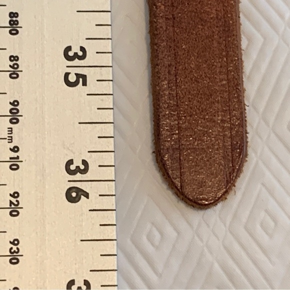 Women’s Genuine Leather Skinny Boho Belt Brass Dot Detail Buckle Small 36” - Picture 10 of 12